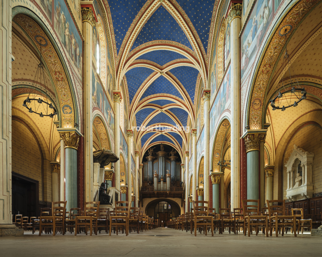 "Interior of Benedictine Abbey of Saint-German-des-Pr√©s, Paris,..." stock image