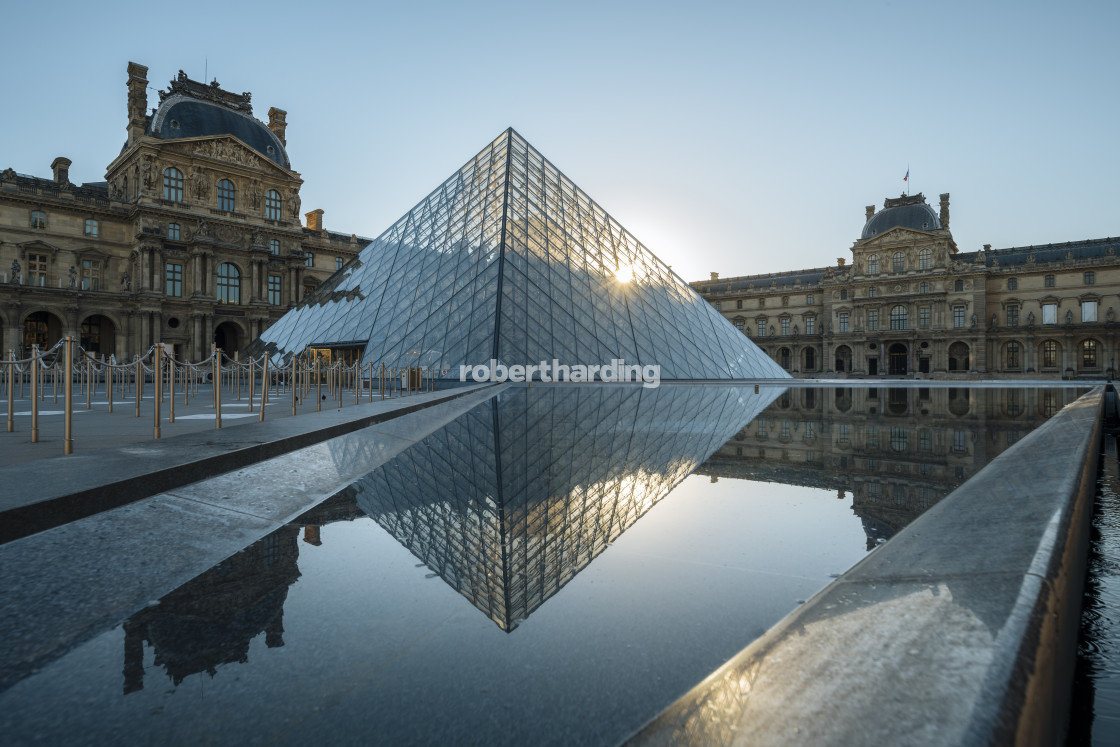 "Louvre Museum at dawn, Paris, √éle-de-France, France, Europe" stock image