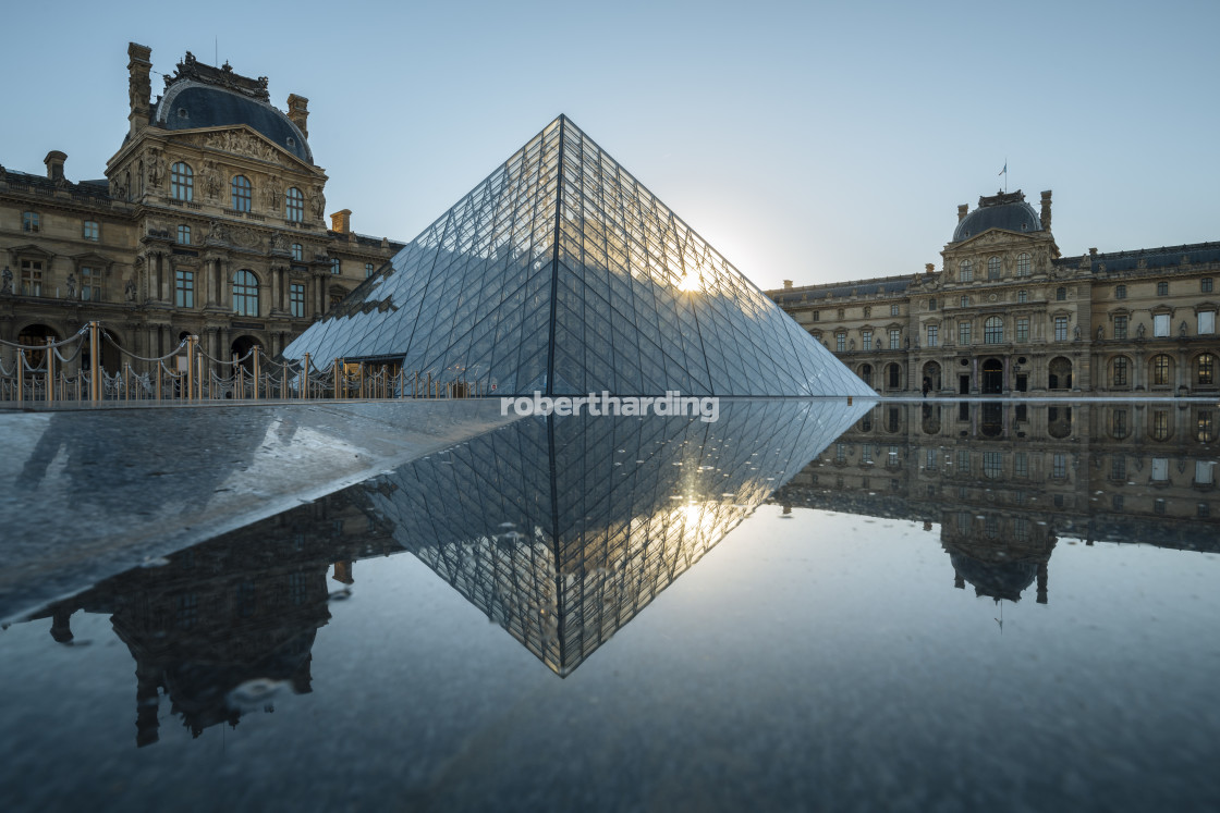 "Louvre Museum at dawn, Paris, √éle-de-France, France, Europe" stock image