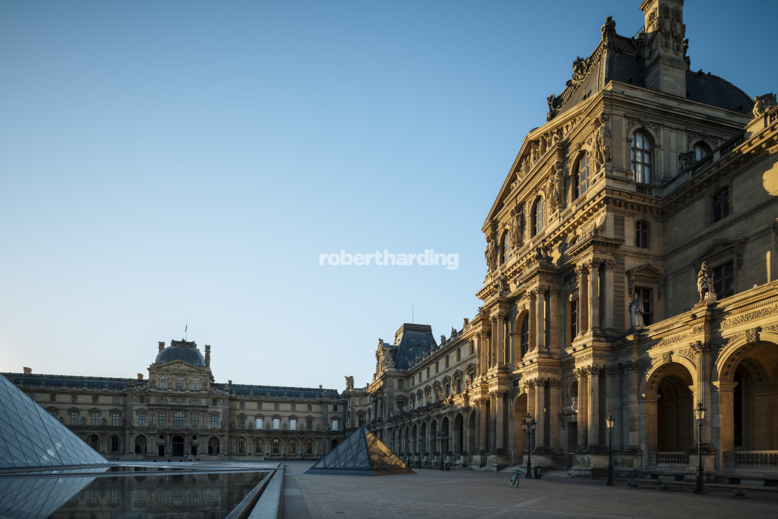 "Louvre Museum at dawn, Paris, √éle-de-France, France, Europe" stock image