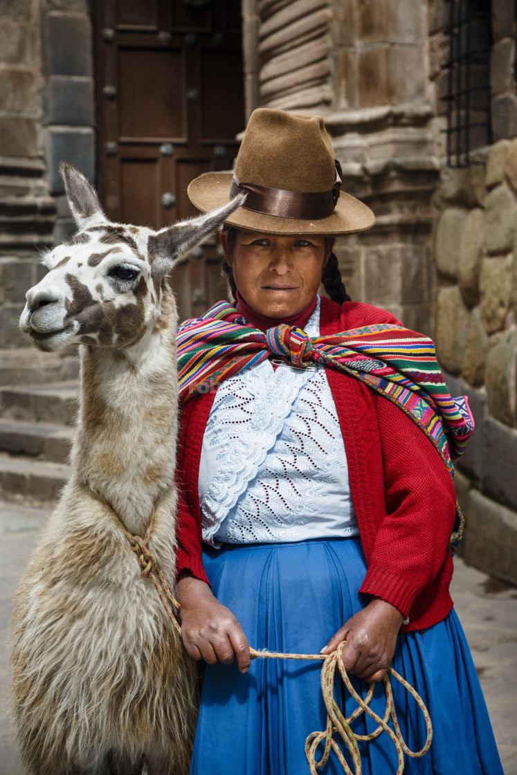 "Portrait of a Quechua woman with llama along an Inca wall in San Blas..." by robertharding - $62.60 "Portrait of a Quechua woman with llama along an Inca wall in San Blas..." stock image