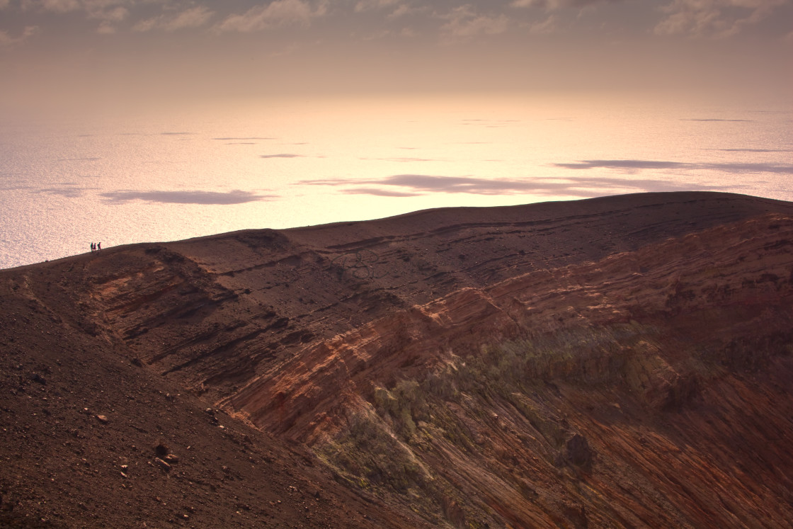 "Hiking the Vulcano West Rim" stock image