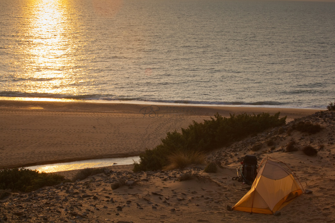 "Dune Piscinas Campsite" stock image