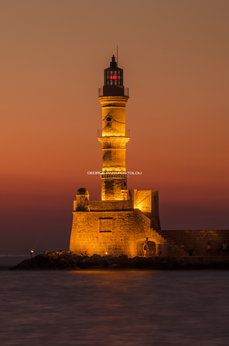 "Lighthouse in old port at Chania" stock image