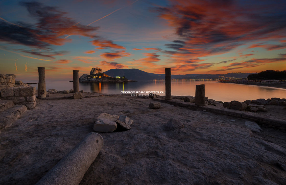 "Agios Stefanos beach and Kastri islet" stock image