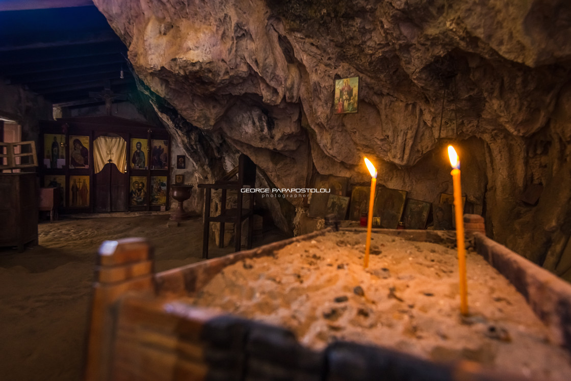 "Cave Agia Sofia and church Chania Crete" stock image