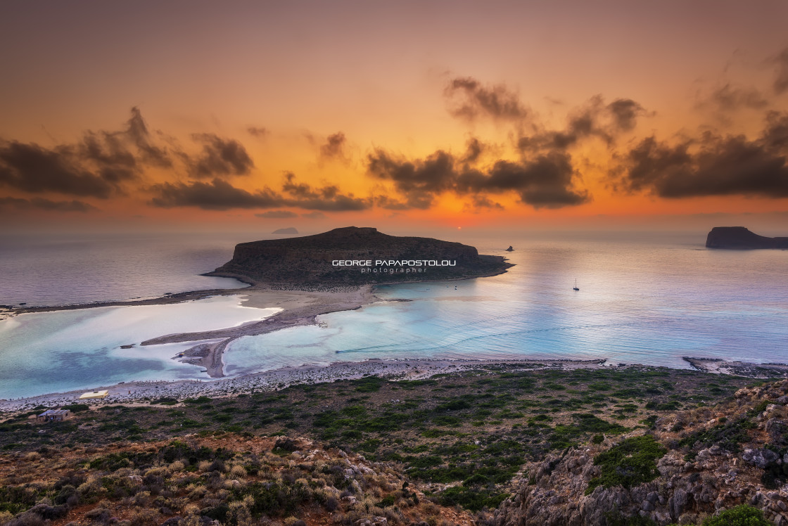 "Sunset in Balos lagoon Crete" stock image