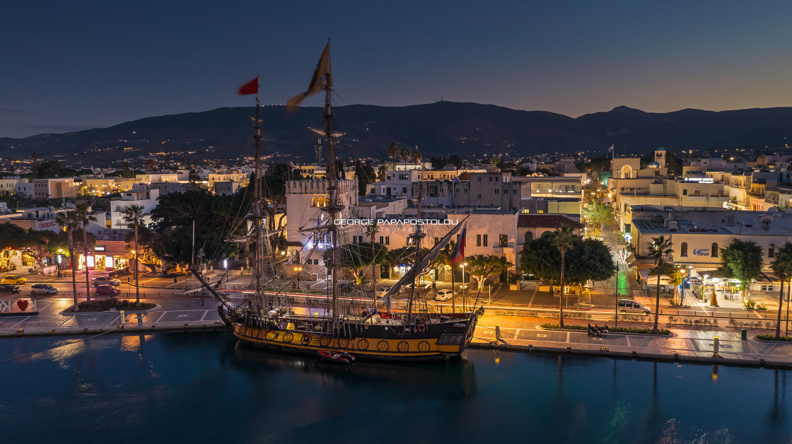 "Shtandart sailling vessel in Kos island Greece" stock image