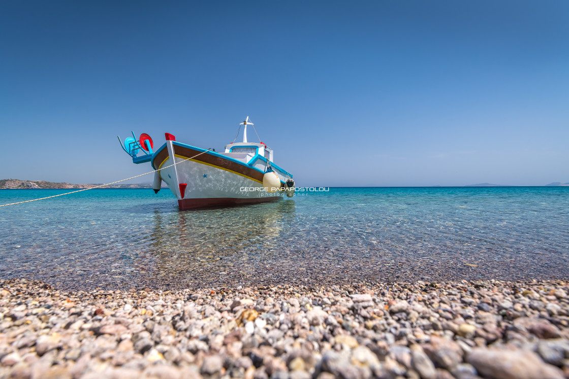 "Greek traditional fishing boat" stock image