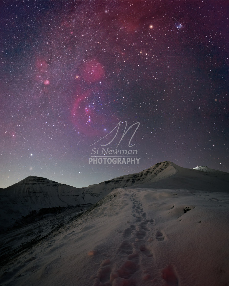 "The Winter Constellations above Pen Y Fan" stock image