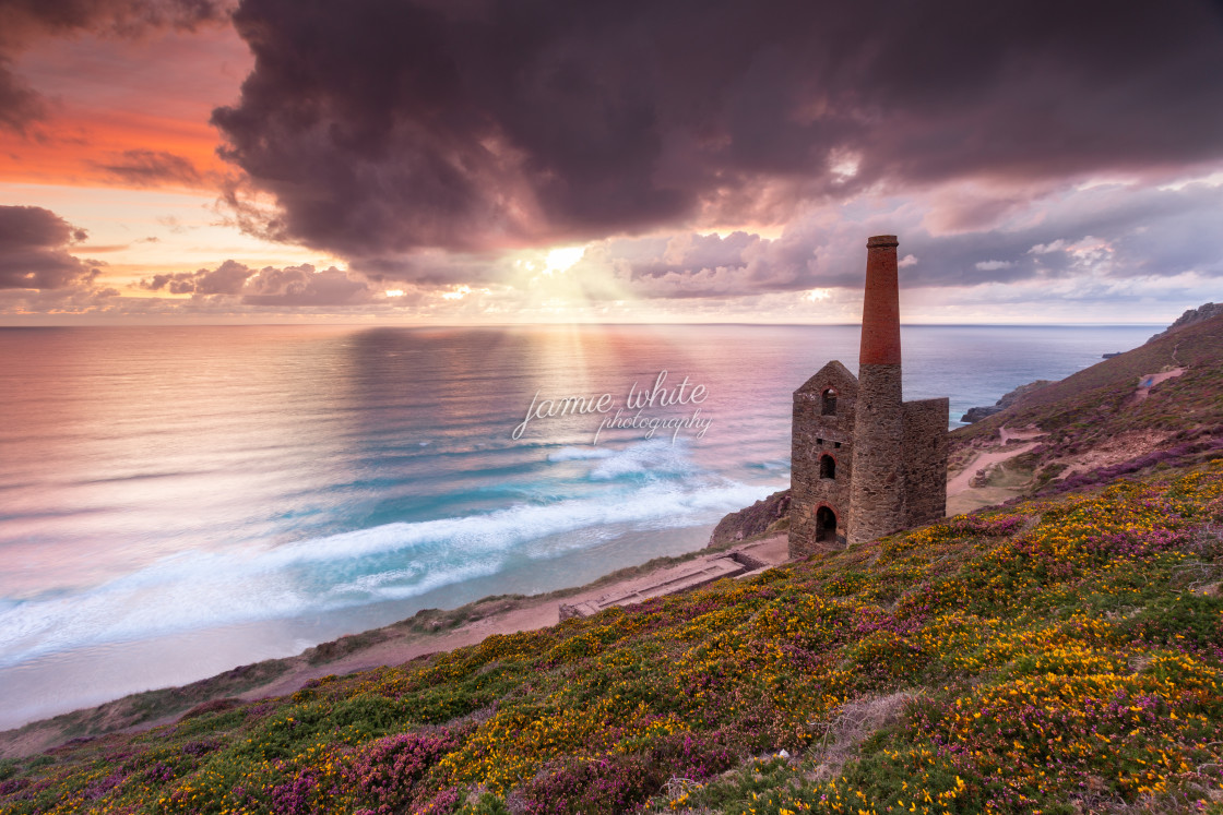 "Wheal Coates Sunset" by Jamie White - £10.00 "Wheal Coates Sunset" stock image