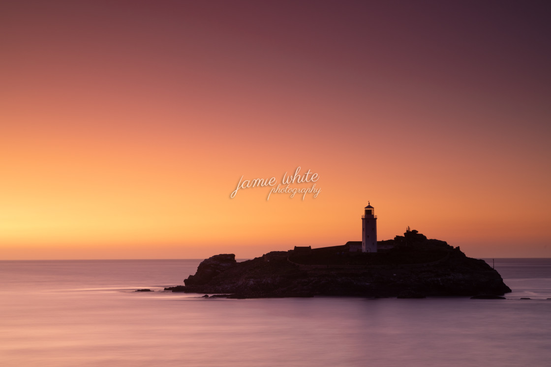 "Godrevy Lighthouse at sunset" by Jamie White - £10.00 "Godrevy Lighthouse at sunset" stock image