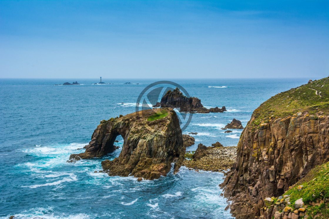 "Lands End and Longships lighthouse" by Simon Hunter - $38.02 "Lands End and Longships lighthouse" stock image