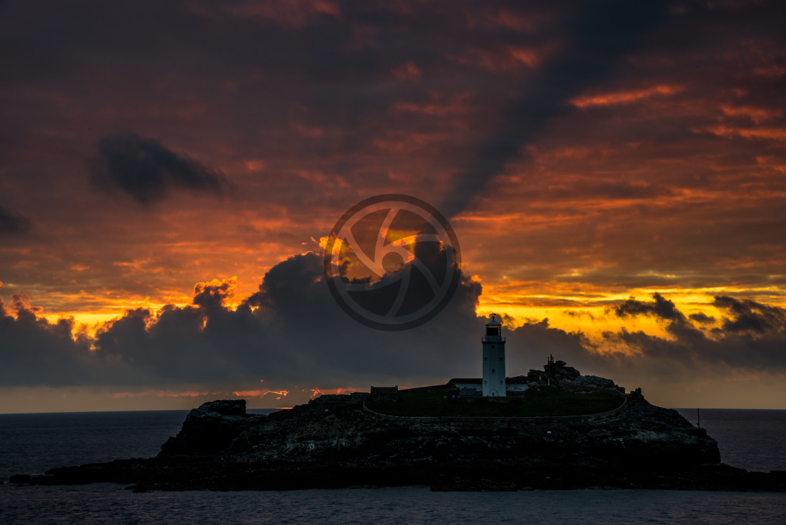 "Really amazing sunset at Godrevy" stock image