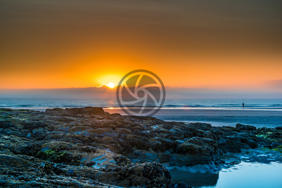 "Sunset from Gwithian Beach Cornwall" stock image