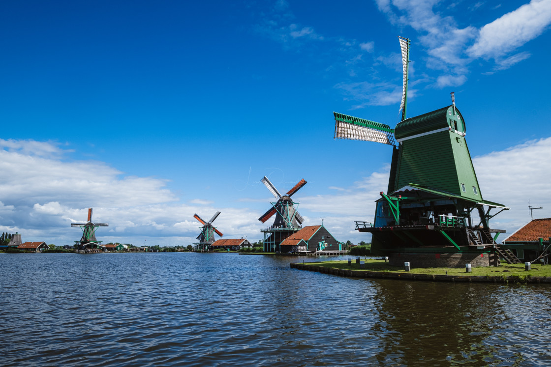 "Windmills in a sunny day" stock image