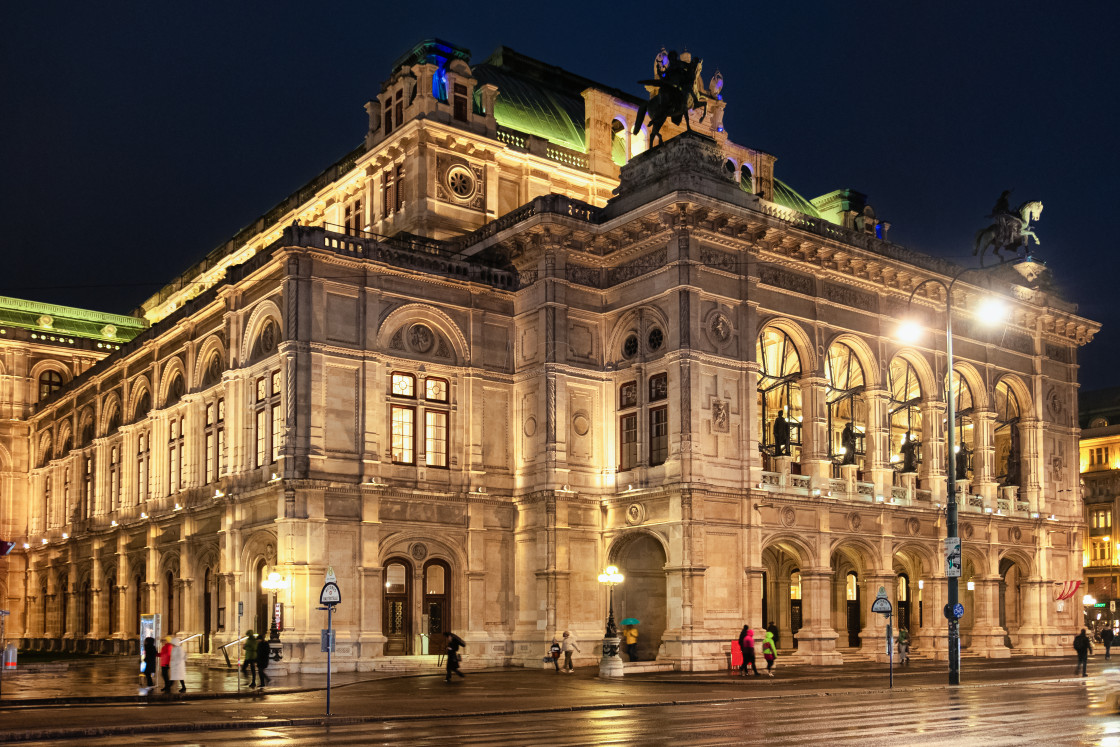 "Vienna State Opera House at night" stock image