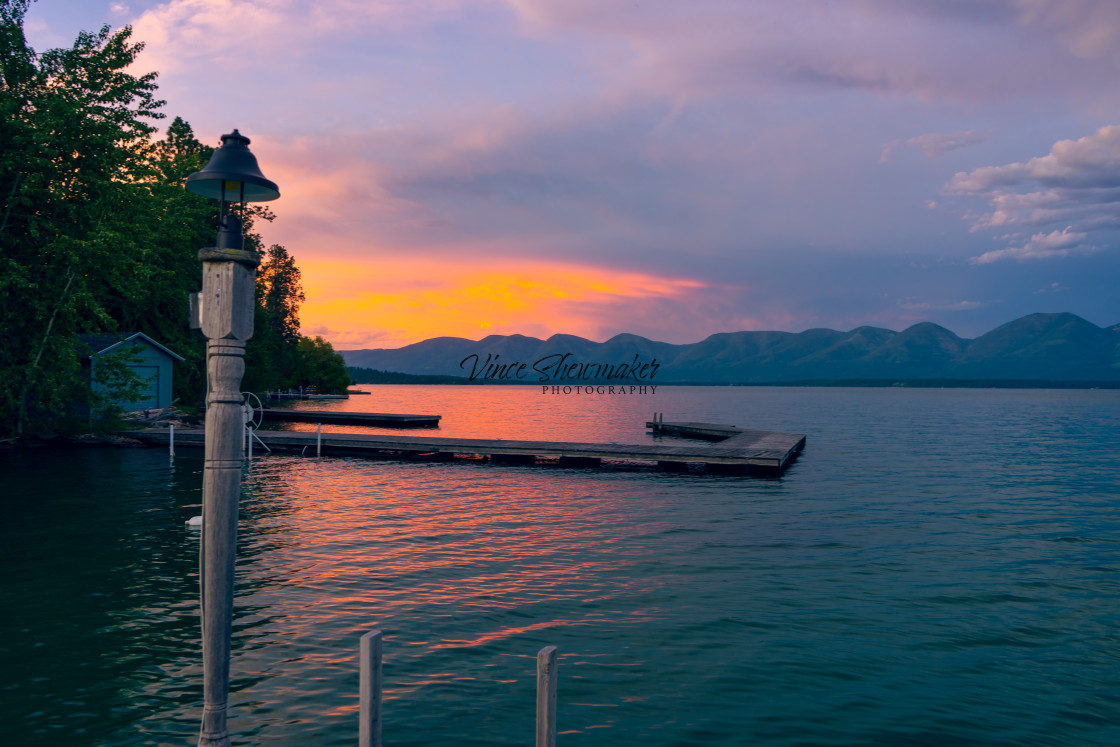 "Sunset Over Flathead Lake" stock image