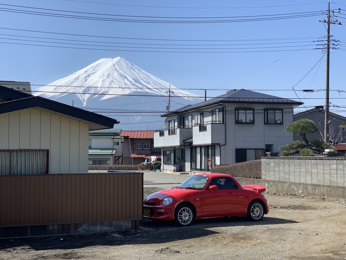 "Neighborhood Walk Overlooking Mount Fuji" stock image