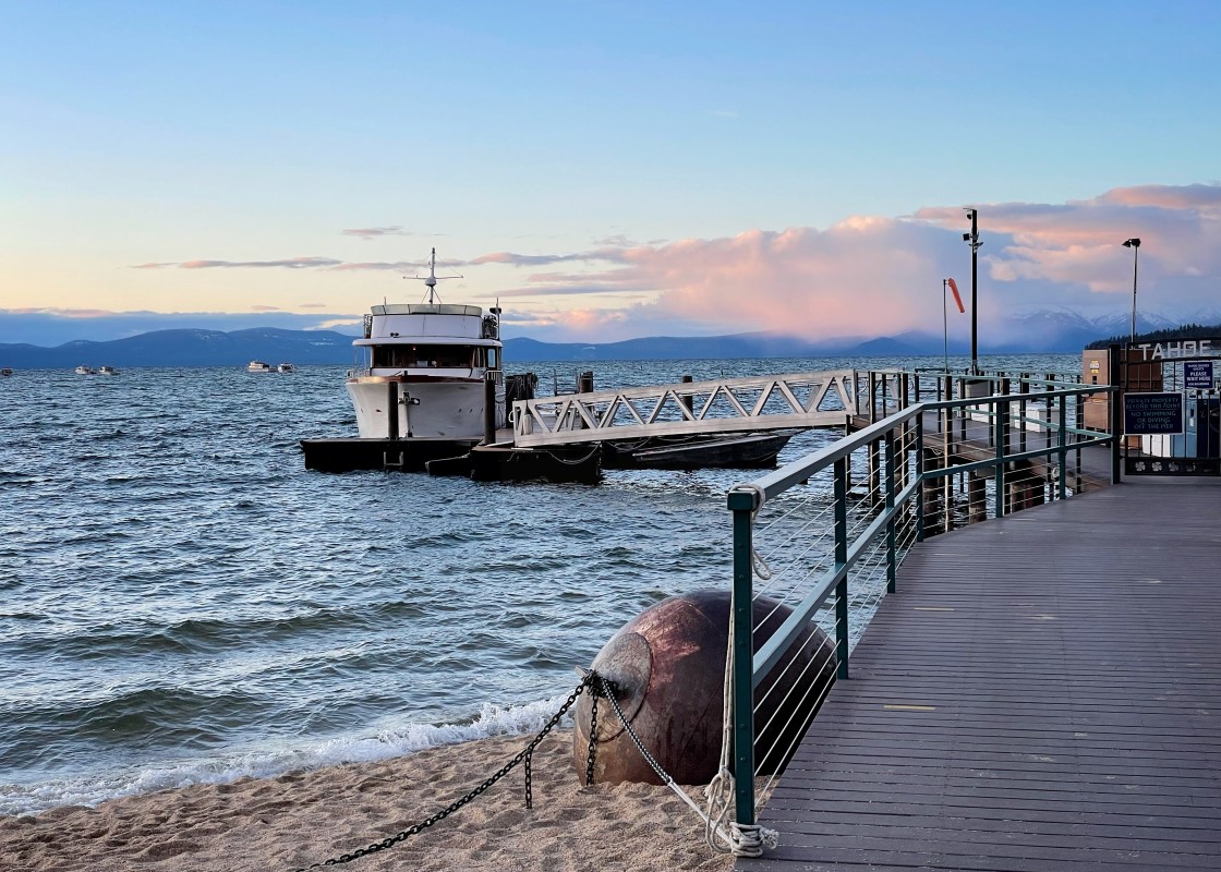 "Boat Holding Tight at Lake Tahoe" stock image