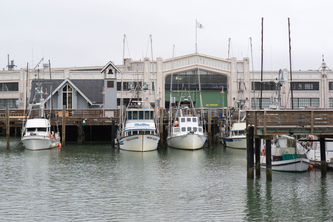 "Sitting Boats on a San Francisco Dock" stock image