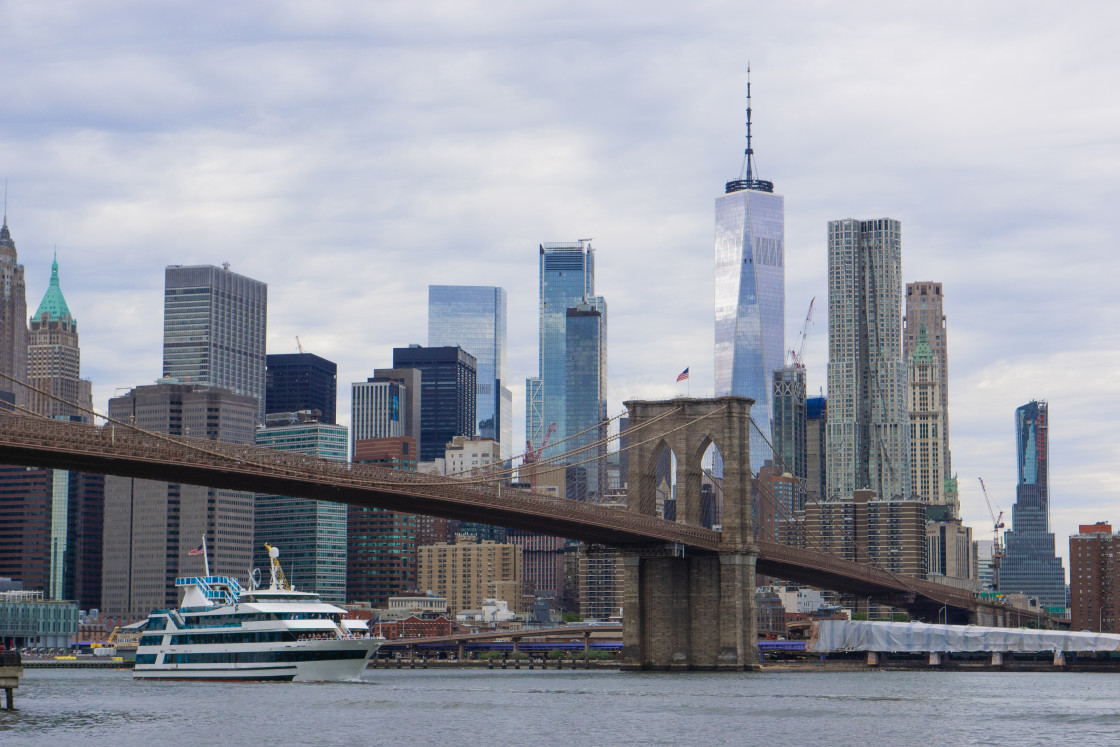 "Manhattan and Brooklyn Bridge Skyline" stock image