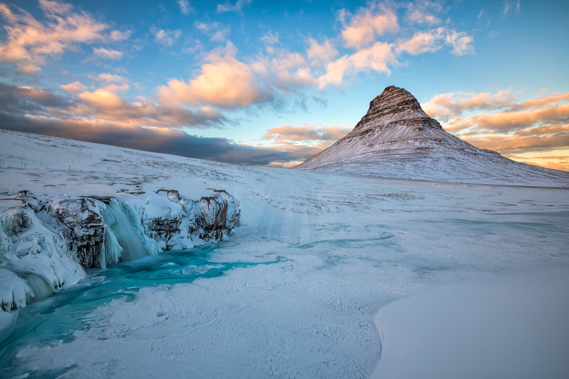 "Winter Magic at Kirkjufell" by Brian Krouskie - £15.00 "Winter Magic at Kirkjufell" stock image