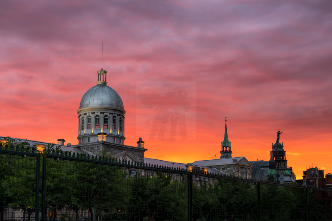 "Sunset in Old Montreal" stock image