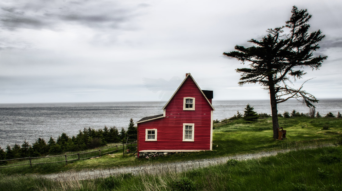 "The Little Red House at Tors Cove Newfoundland" stock image