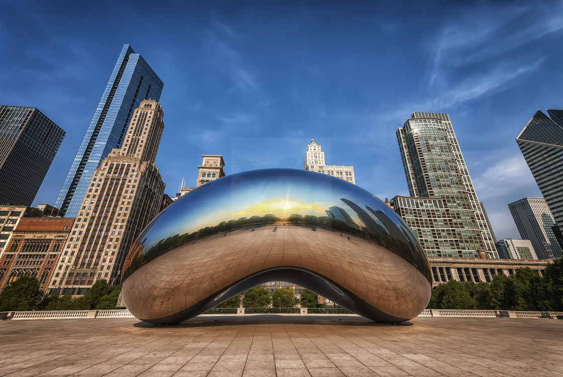 "Cloud Gate Sunset" by Brian Krouskie - £15.00 "Cloud Gate Sunset" stock image