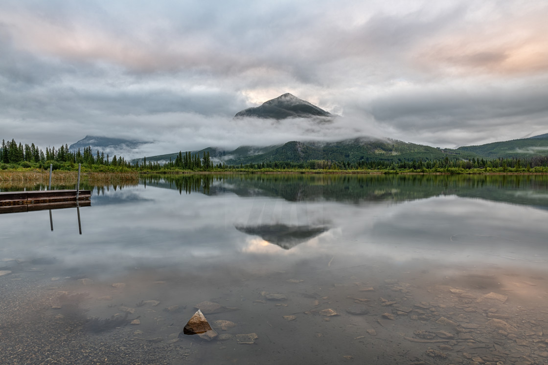 "Vermillion Lakes at Sunrise" stock image