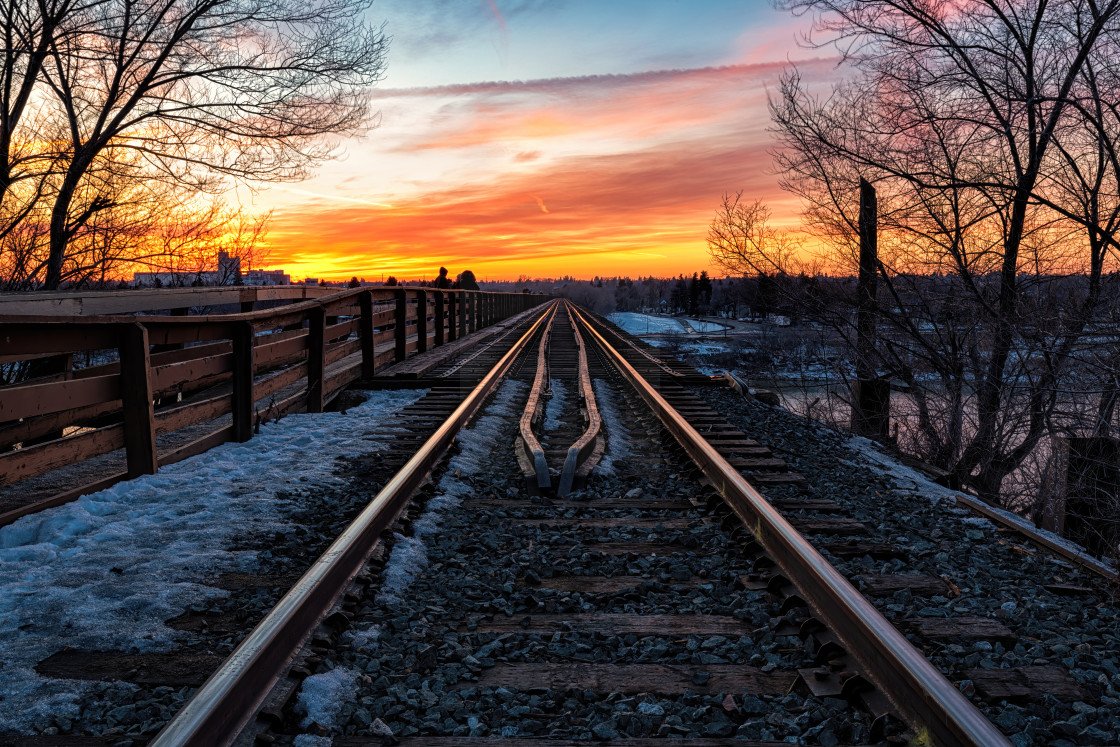 "Sunset Tracks II" by Brian Krouskie - £15.00 "Sunset Tracks II" stock image