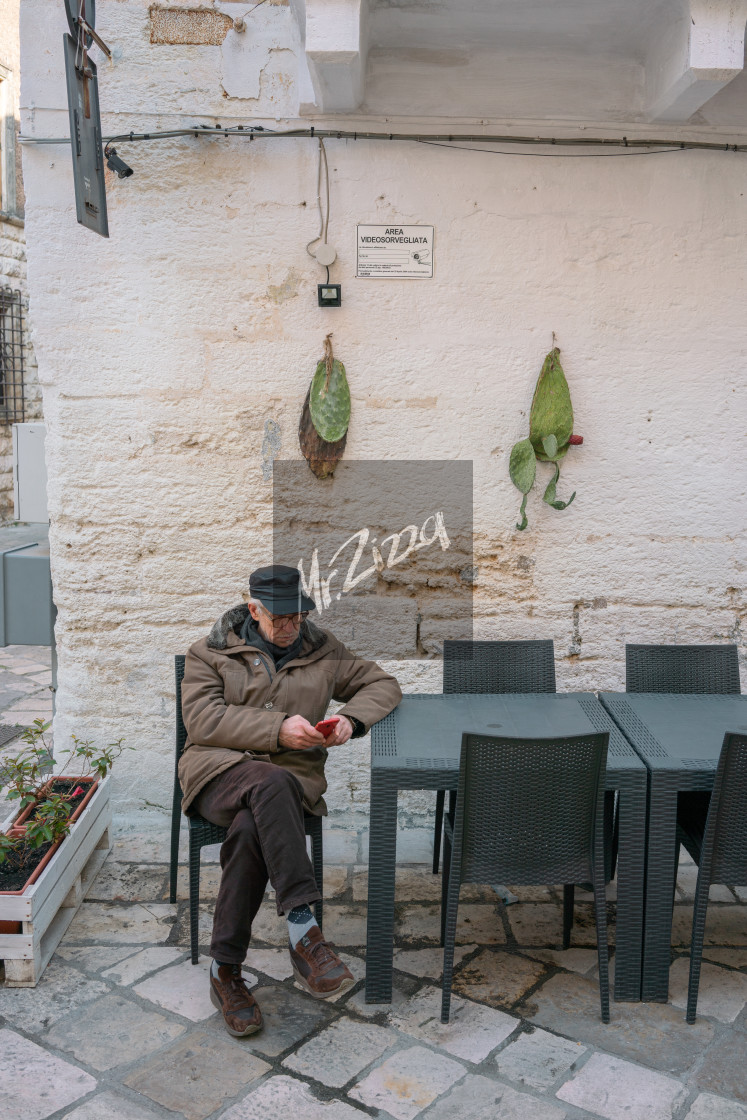 "Modern times, ancient town" stock image