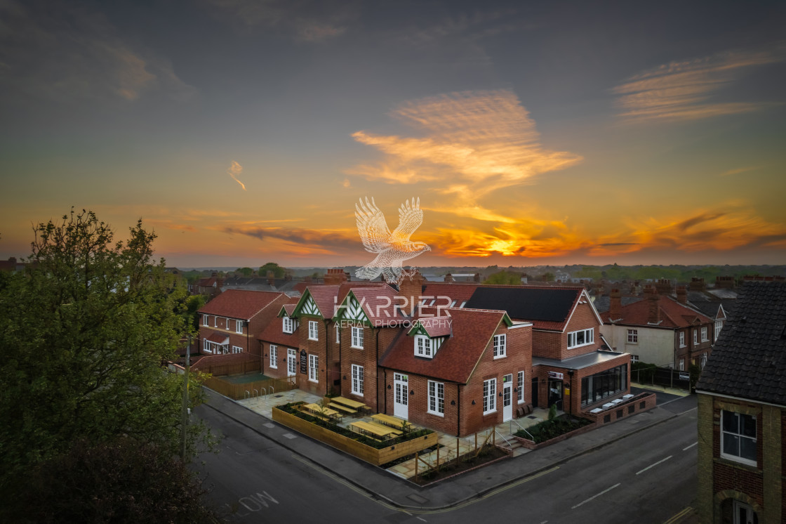 "The Old Hospital, Southwold at sunset" by Harrier Aerial Photography - £50.00 "The Old Hospital, Southwold at sunset" stock image