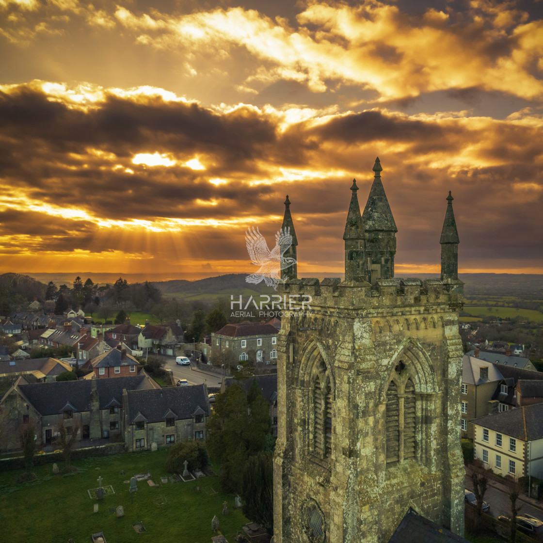 "Holy Trinity Church, Shaftesbury" by Harrier Aerial Photography - £20.00 "Holy Trinity Church, Shaftesbury" stock image