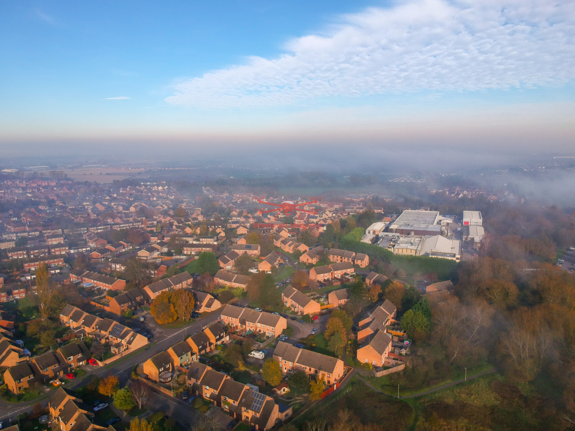 "Foggy November Morning over Wantage." stock image