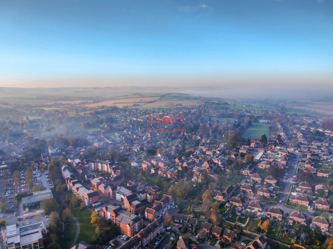 "Foggy November Morning over Wantage." stock image