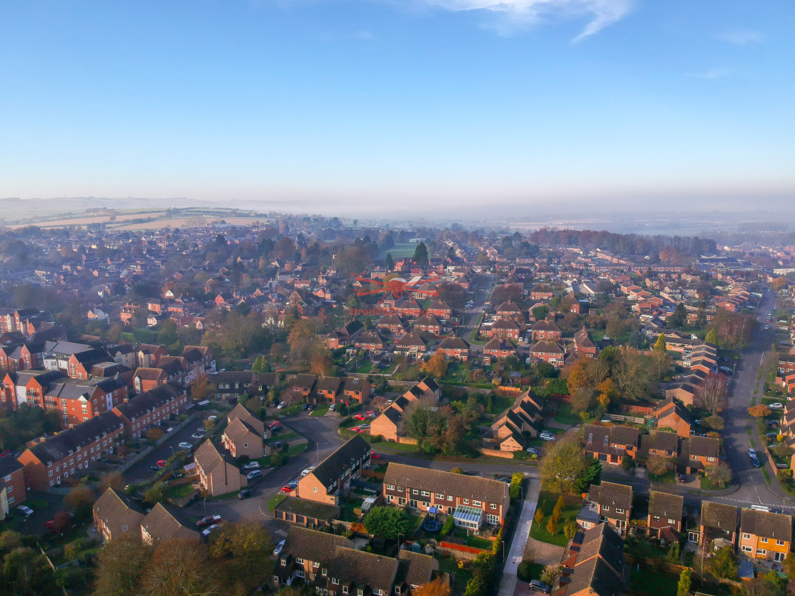 "Foggy November Morning over Wantage." stock image