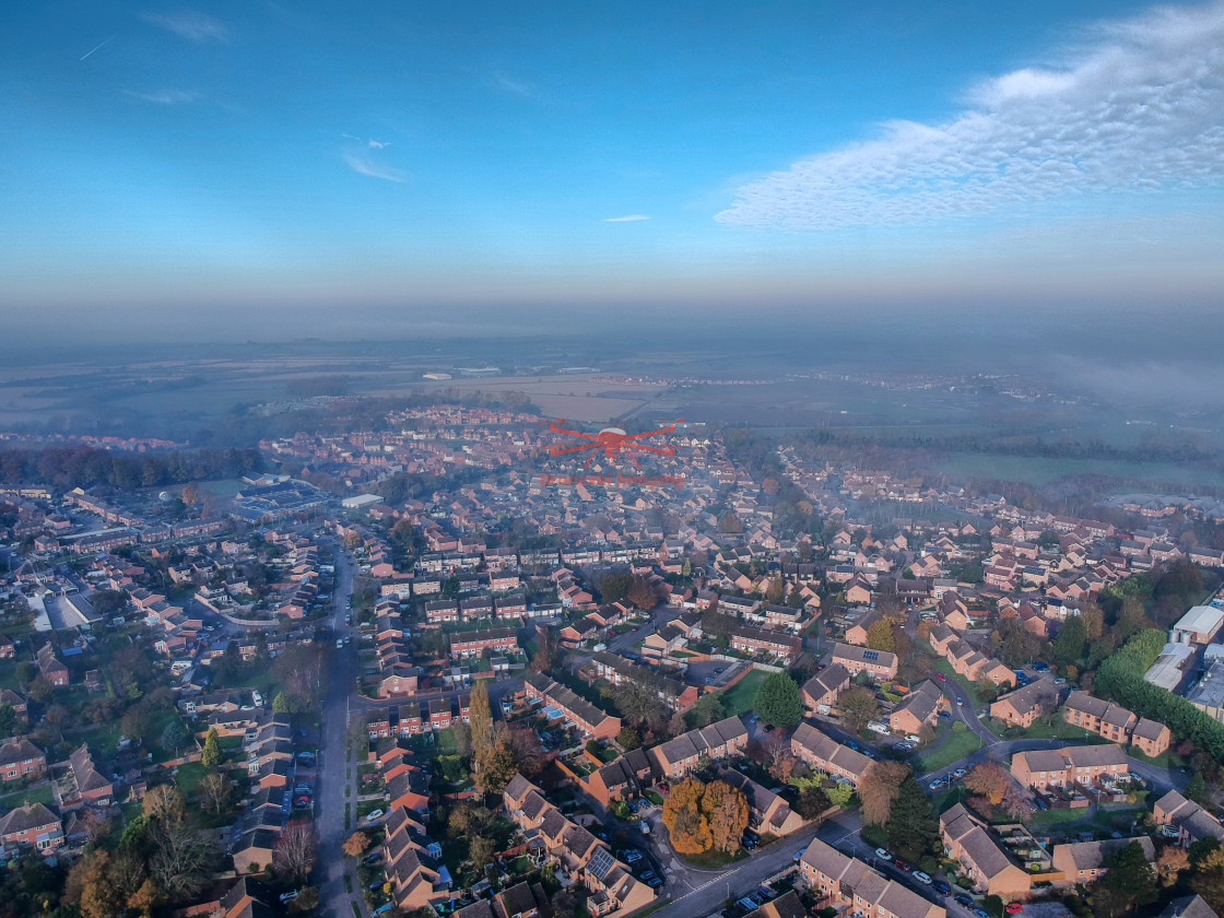 "Foggy November Morning over Wantage." stock image