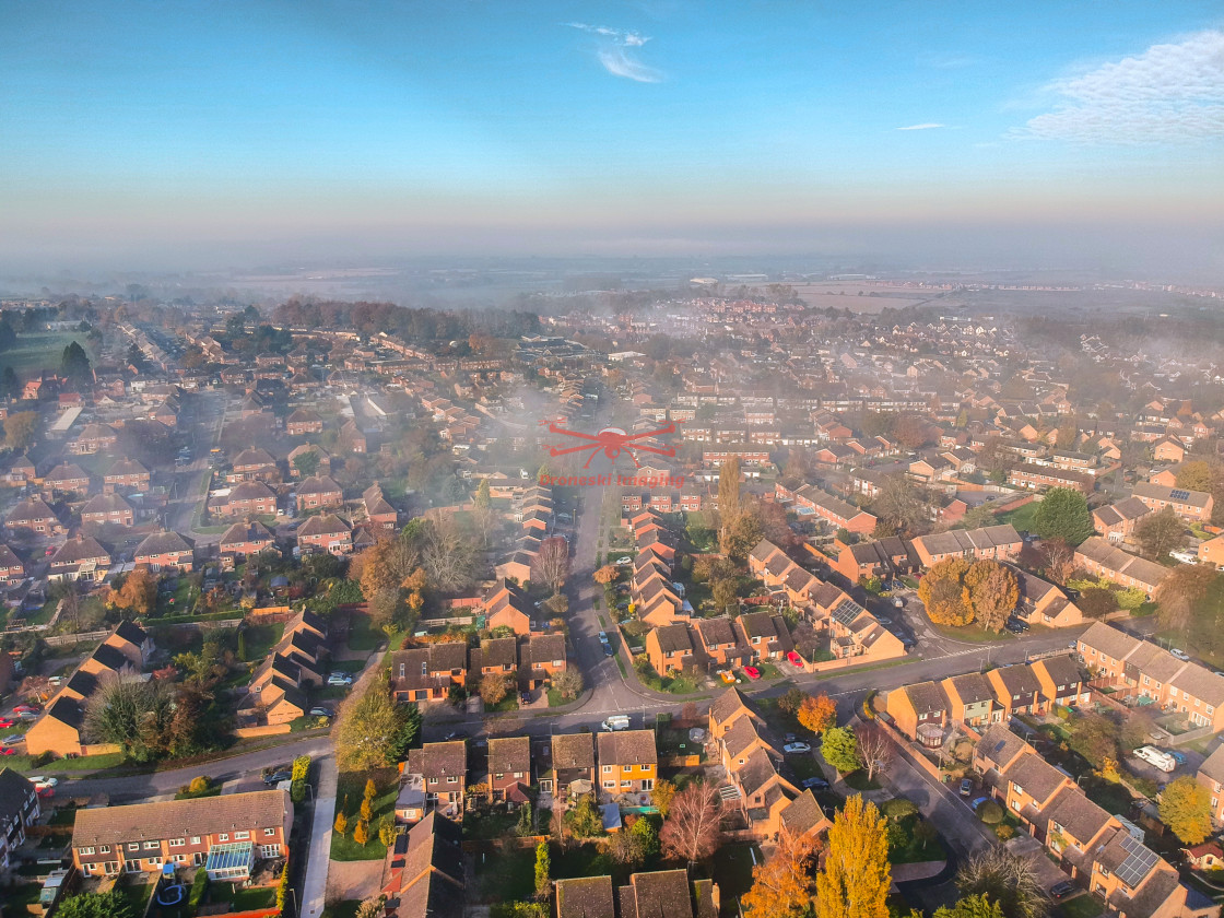 "Foggy November Morning over Wantage." stock image