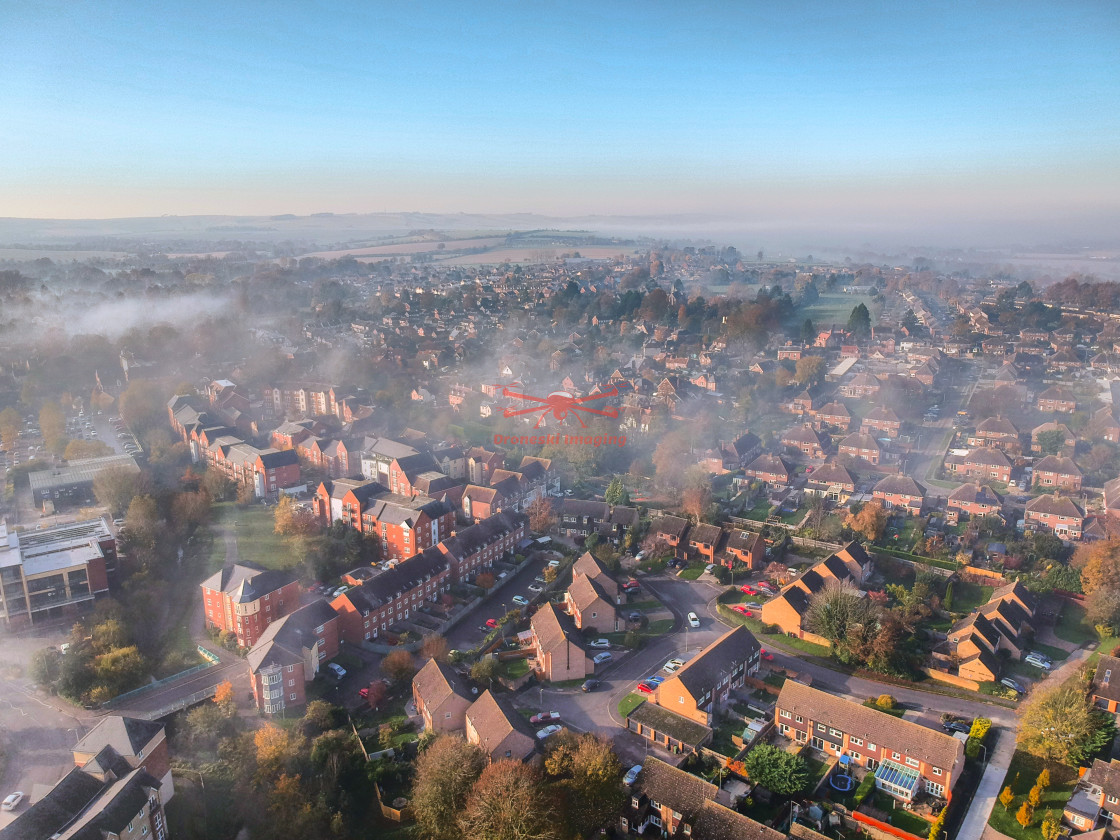 "Foggy November Morning over Wantage." stock image