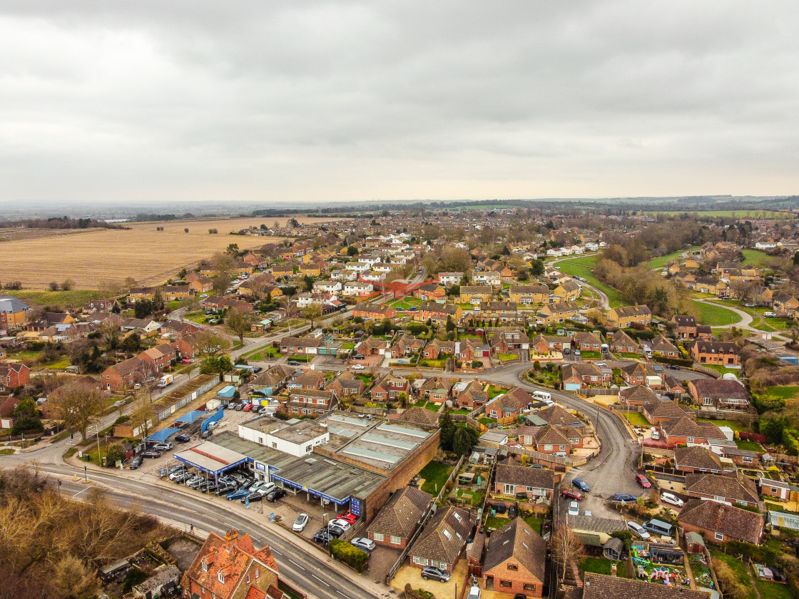 "Aerial view of Wantage, Oxfordshire February 2021" stock image