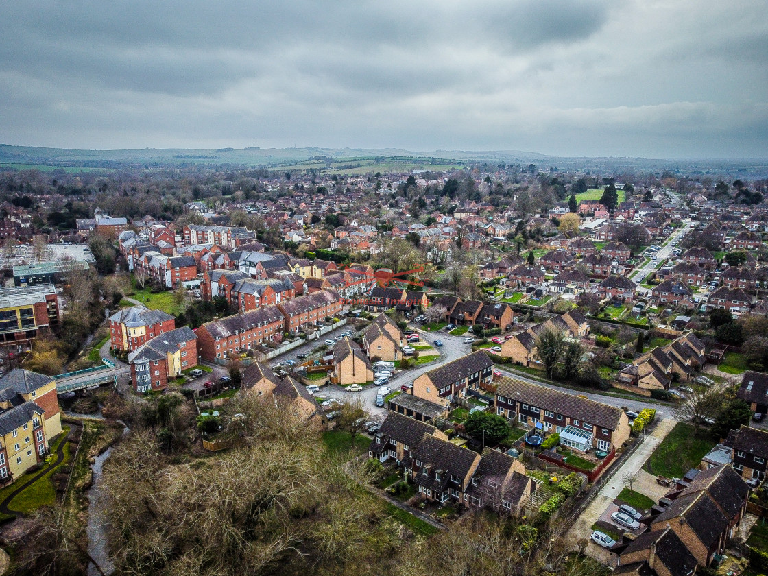 "Aerial view of Wantage, Oxfordshire February 2021" stock image