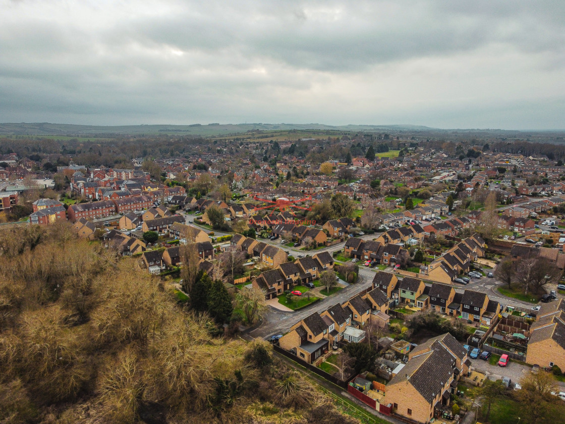 "Aerial view of Wantage, Oxfordshire February 2021" stock image