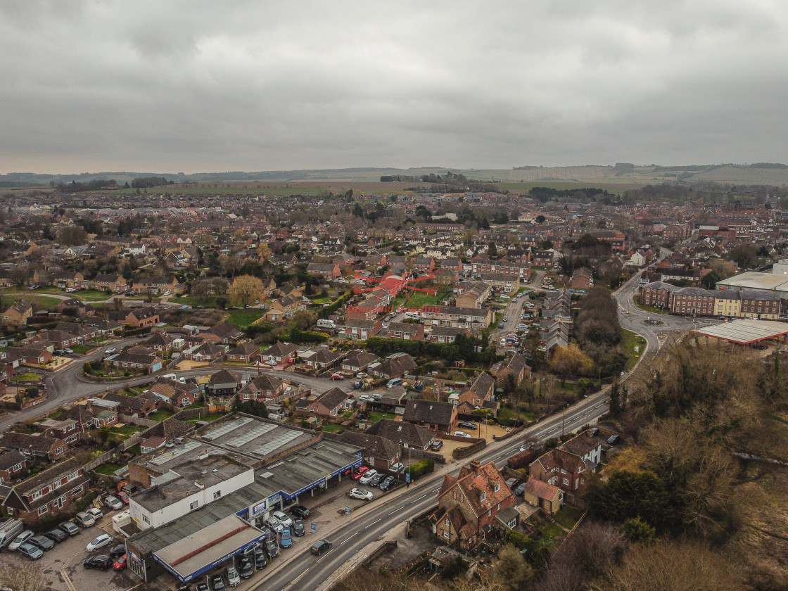 "Aerial view of Wantage, Oxfordshire February 2021" stock image