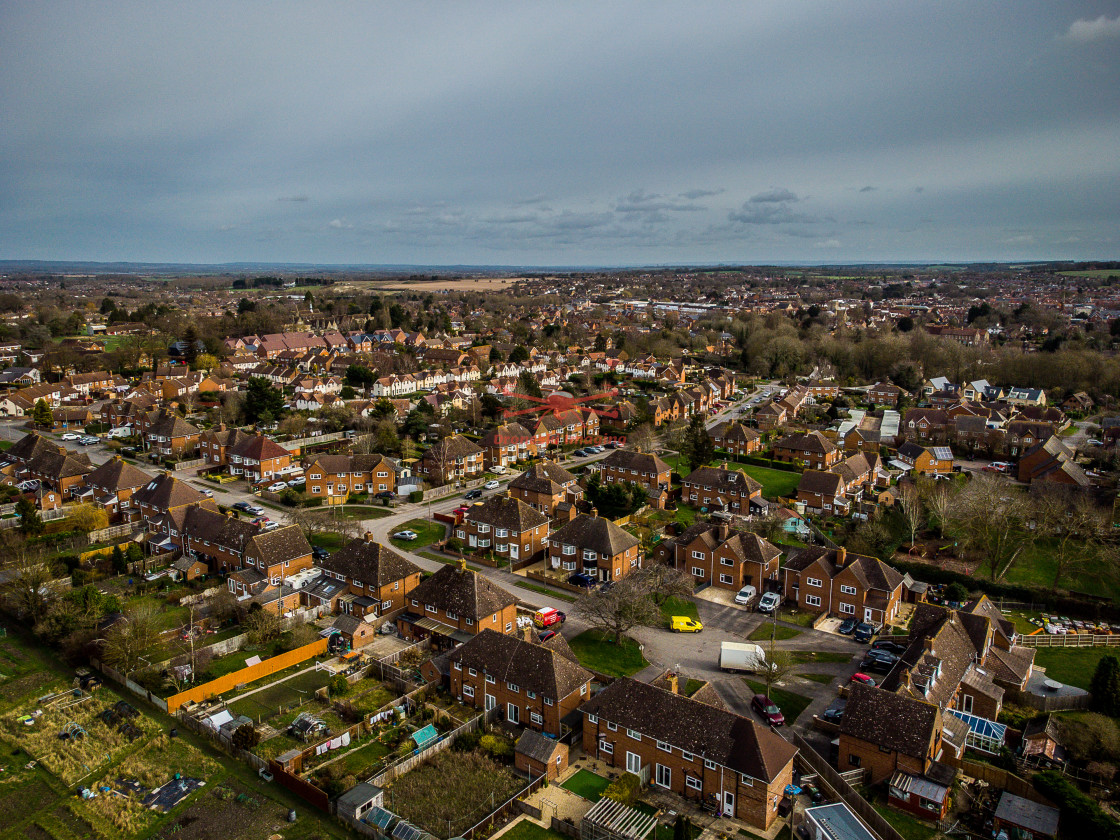 "Aerial shots of Hamfield Wantage, Oxfordshire. 2021" stock image