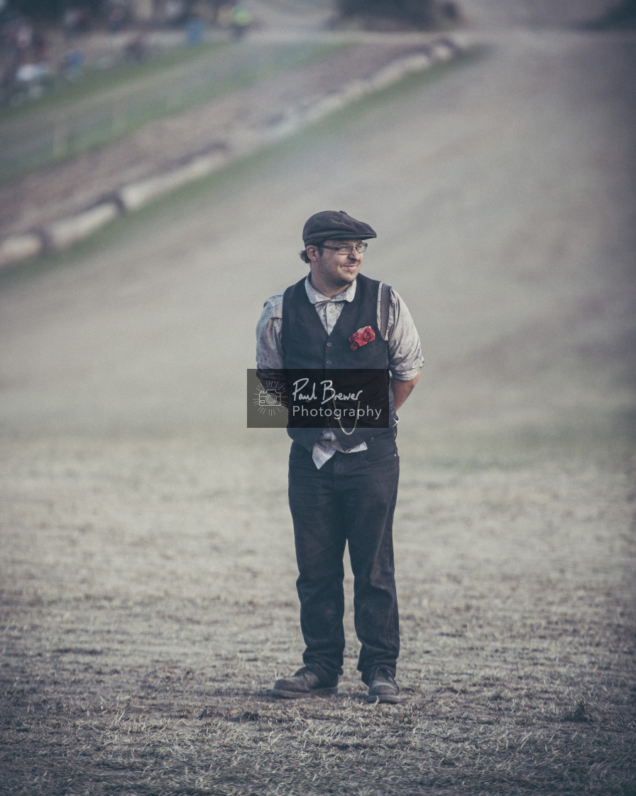 "Steam Engine driver at eh Great Dorset Steam Fair" stock image