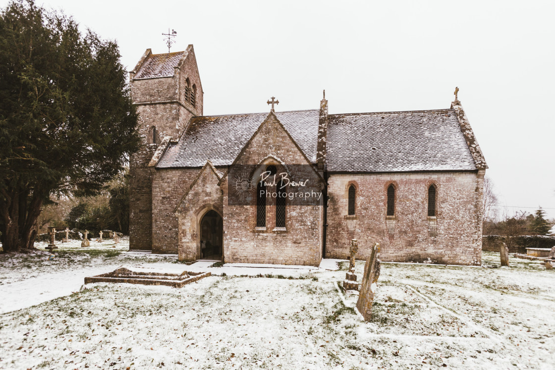 "Woodsford Dorset covered in Snow" stock image