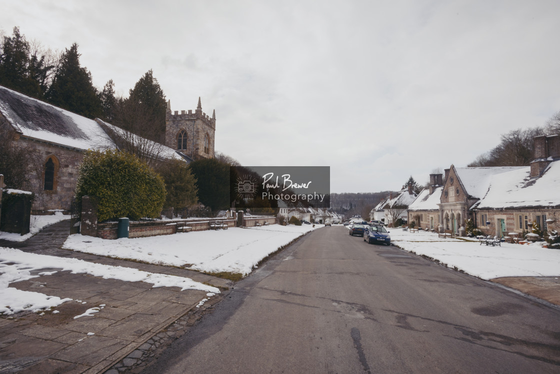 "Milton Abbas Church St James in Winter" stock image