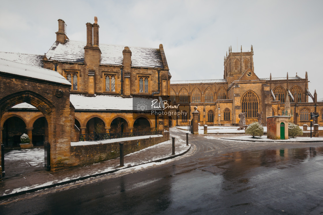 "Sherborne Abbey in Winter" stock image